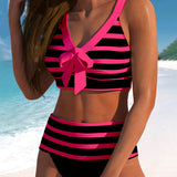 Laluna® | Bikini Listrado de Cintura Alta