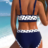 Liesbeth - Bikini de cintura alta com padrão de bolinhas e design em patchwork