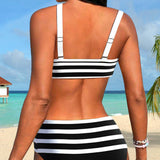 Laluna® | Bikini Listrado de Cintura Alta