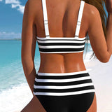 Laluna® | Bikini Listrado de Cintura Alta